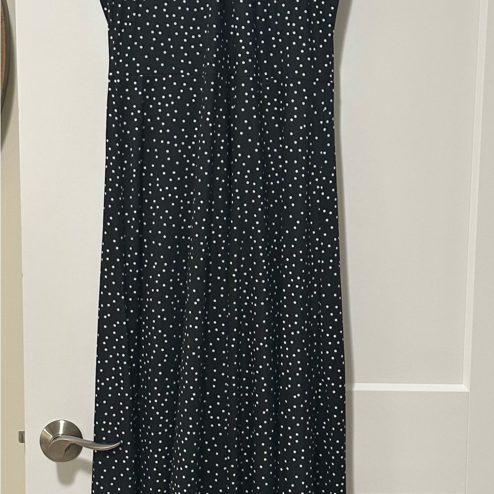 Stylish Black and White Polka Dot Maxi Dress